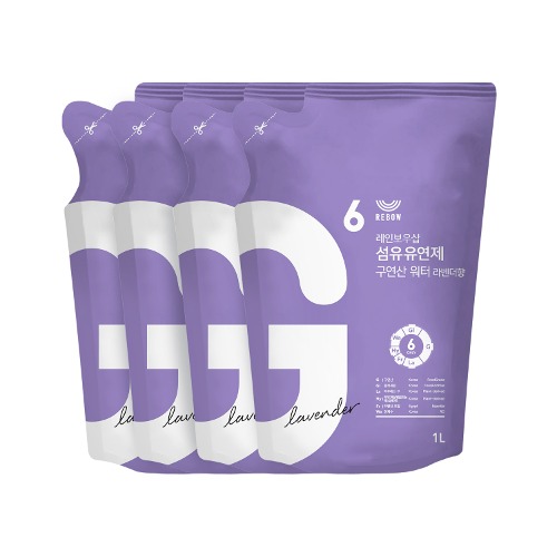 [입점쿠폰] 레인보우샵 세탁세제 섬유유연제 구연산 워터 1Lx4 리필(라벤더향)